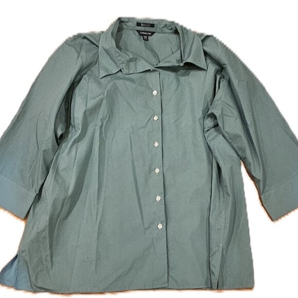 Women's 26W Green Wrinkle Free Broadcloth Oxford - Picture 1 of 4